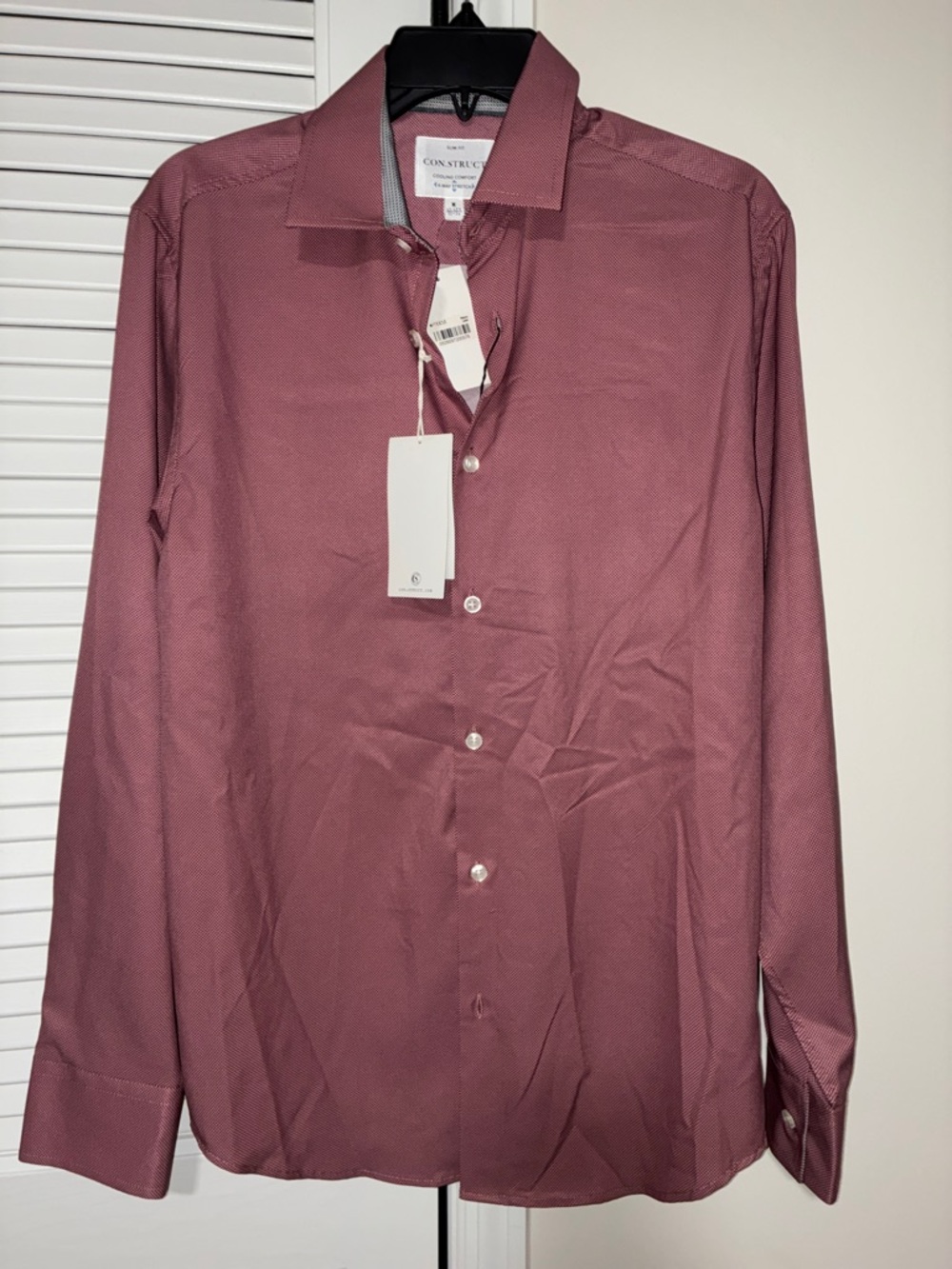 Con.Struct Mens (M) Slim Fit 4-Way Stretch Dress Shirt
Burgundy